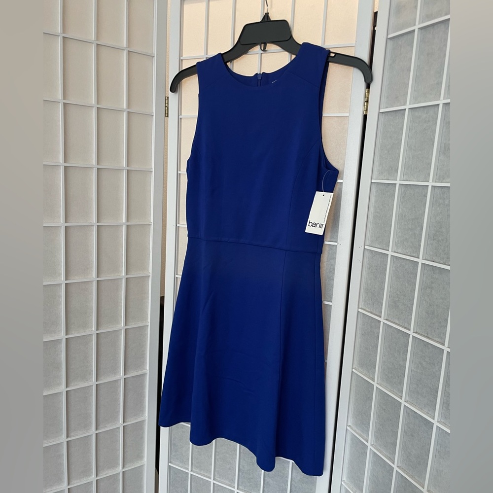 Fit And Flare Sleeveless Dress Small Blue